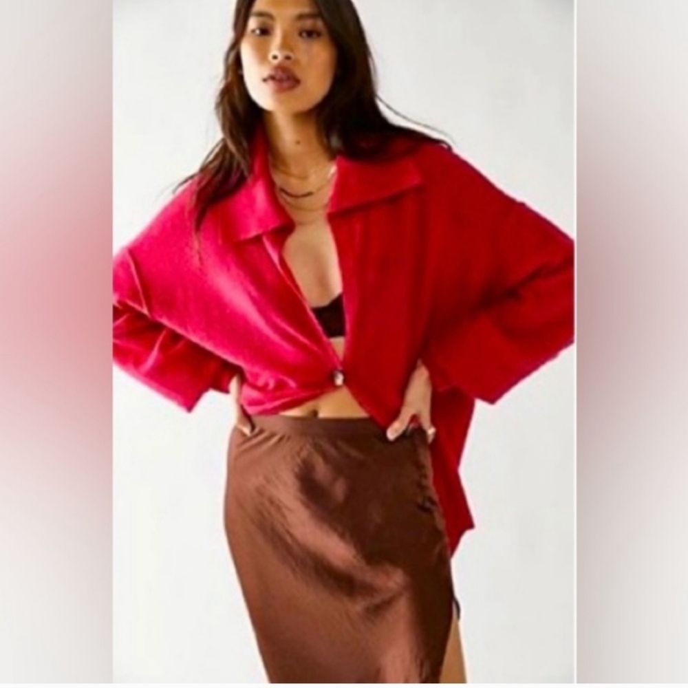 Free People Swim To Deep Cashmere Button Down Cardigan